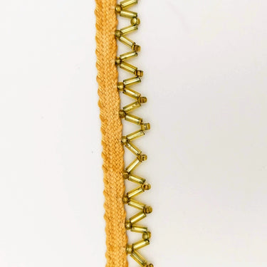 Brown Fringe Trim, Beaded Trim, Gold Beaded Trim